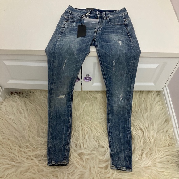 G-STAR RAW Midge Zip Mid Skinny Jeans In Lt Vintage Aged Destroy - Picture 3 of 10